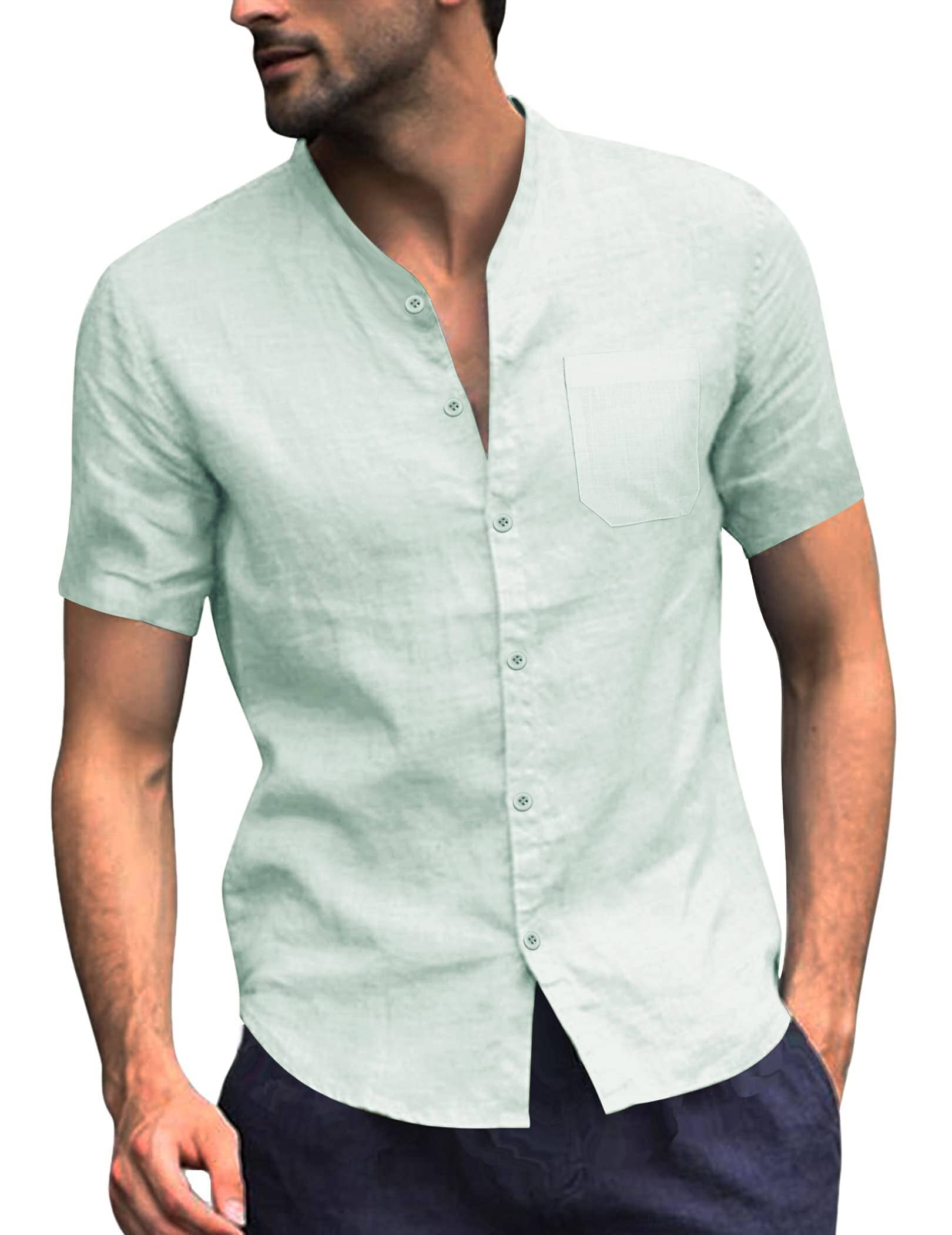 Baumwolle Leinen Stil Hemd Sommer Hemd (US Only)