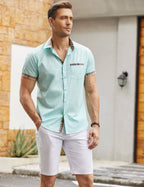 Casual Plaid Kragen Leinen Stil Hemd