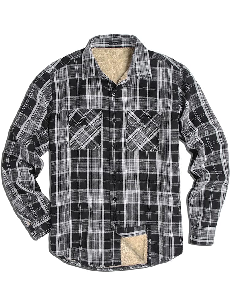 Lined Flannel Plaid Lang Ärmel Hemd
