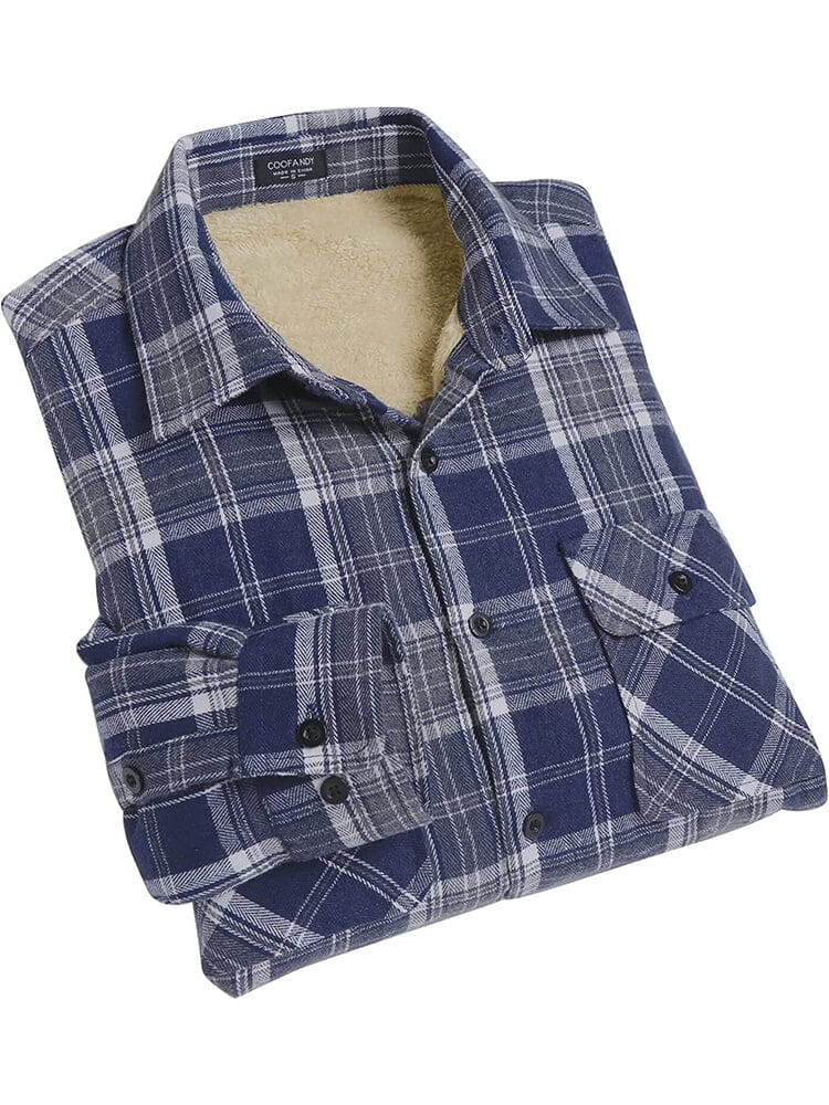 Lined Flannel Plaid Lang Ärmel Hemd