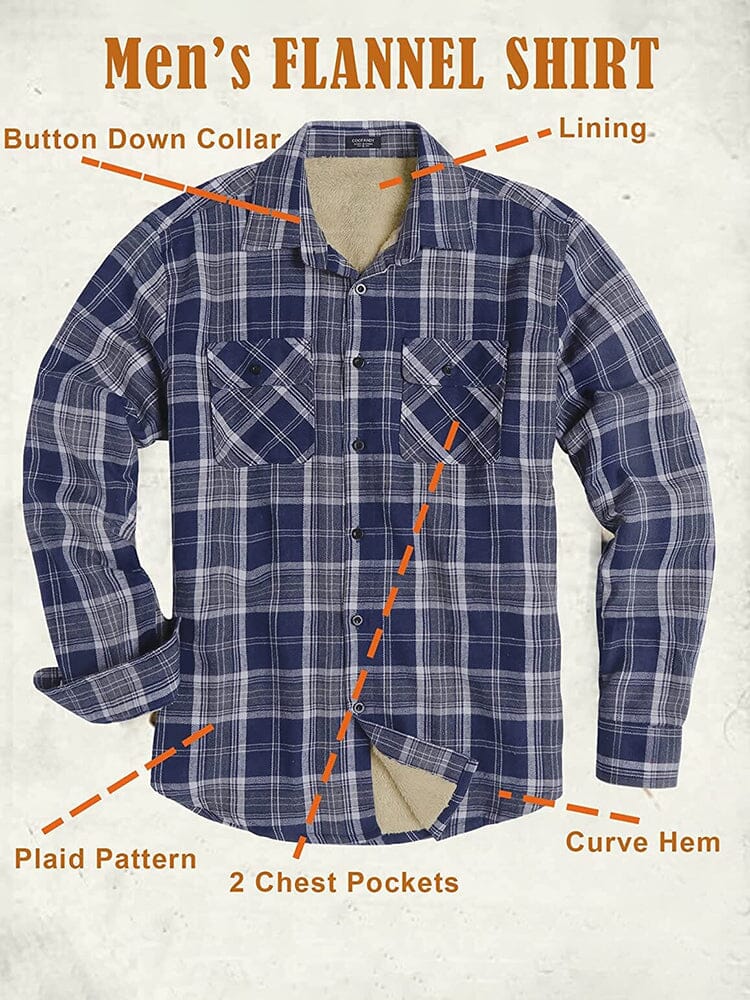 Lined Flannel Plaid Lang Ärmel Hemd