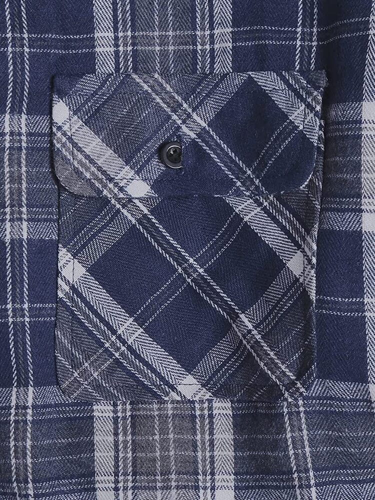 Lined Flannel Plaid Lang Ärmel Hemd
