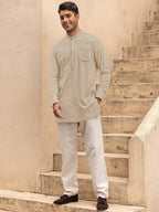Leinen Henley Lang Ärmel Hemden with Pocket