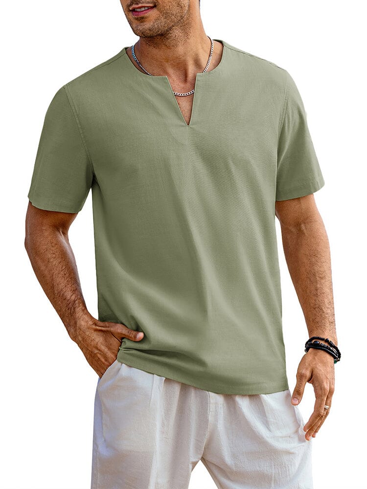 Casual Leinen Stil Henley Hemd