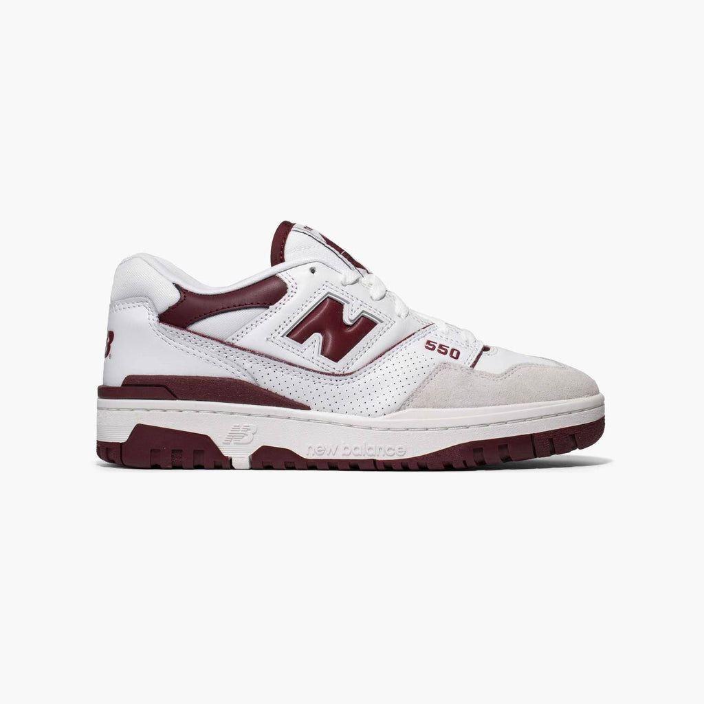 New Balance 550 Schuhe Herren Weiß und Bordeaux Stil Retro Basket