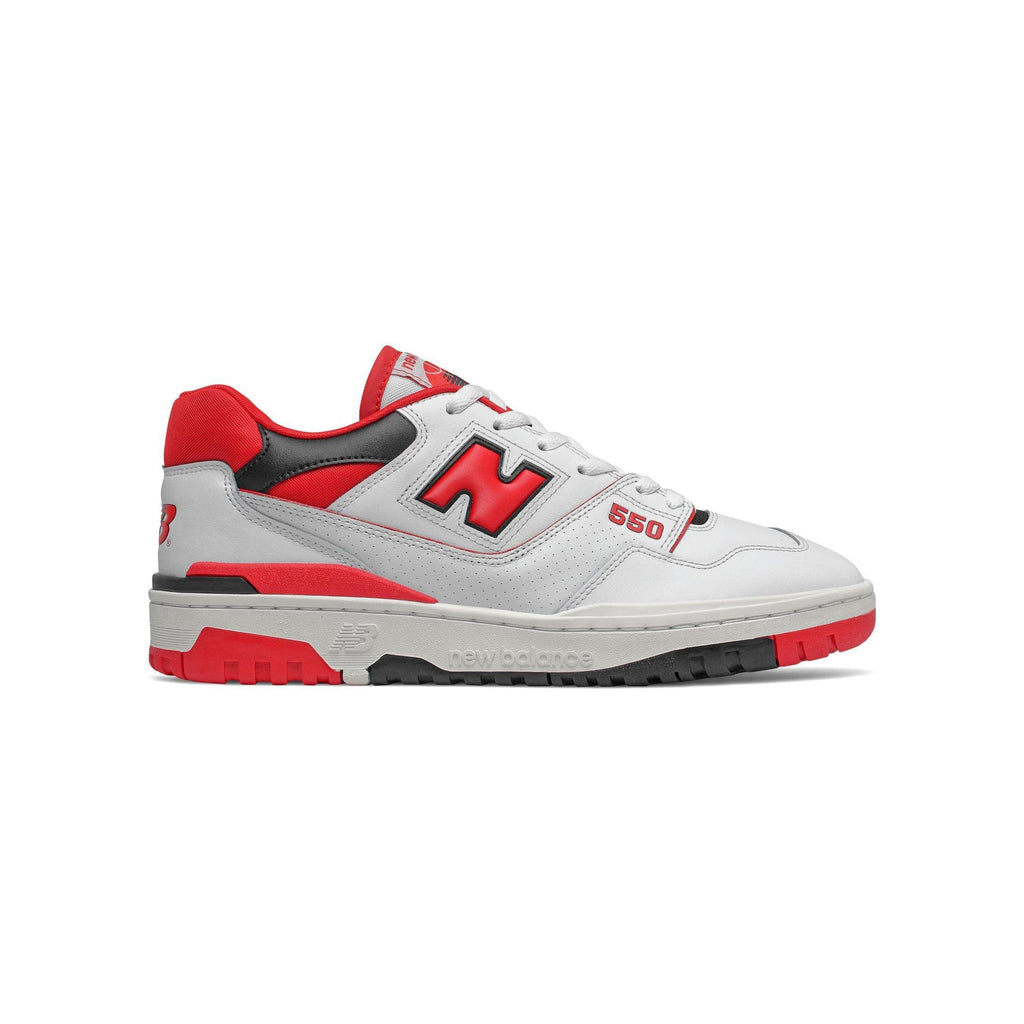 New Balance 550 Schuhe Herren Weiß Rot und Schwarz Stil Retro Basket