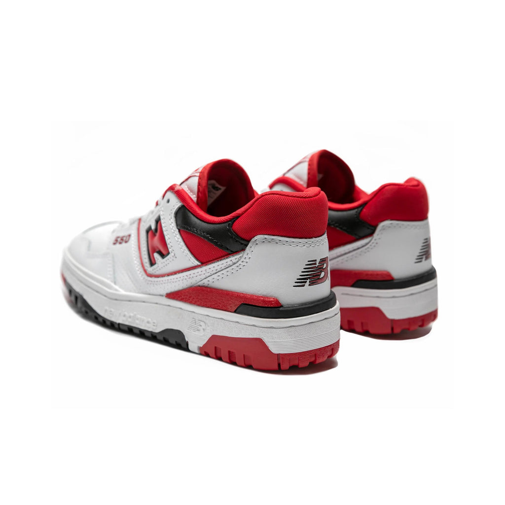 New Balance 550 Schuhe Herren Weiß Rot und Schwarz Stil Retro Basket