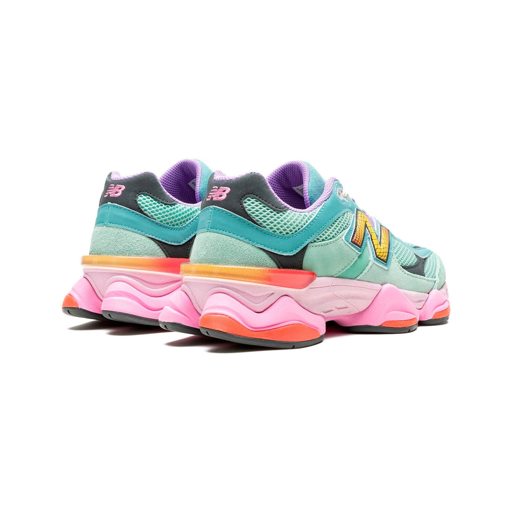 New Balance 9060 Schuhe Damen Grün Menta und Rosa Neon in Mesh und Leder