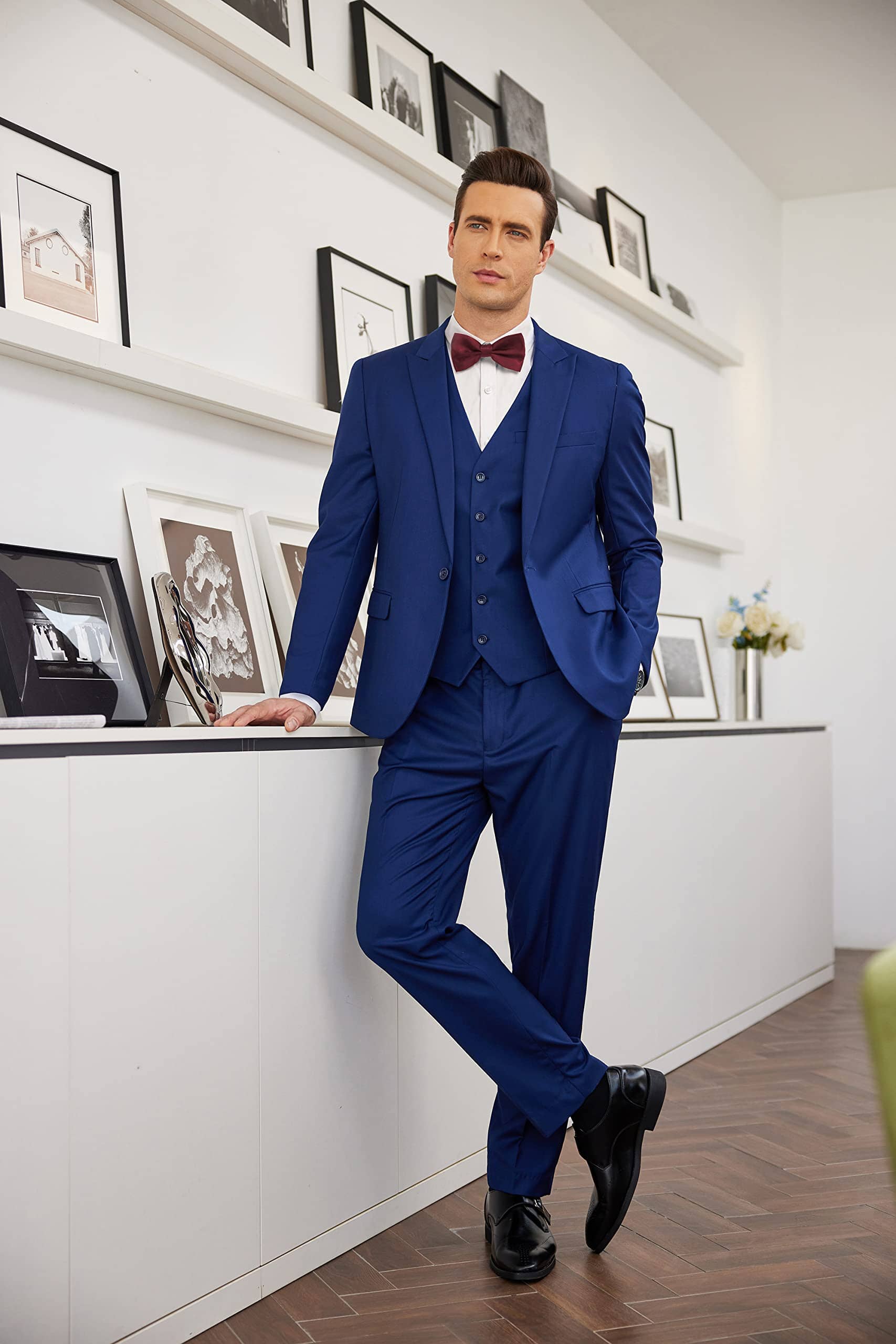 3 Teil Suits Set Tuxedo Prom Blazer Weste Hose Set