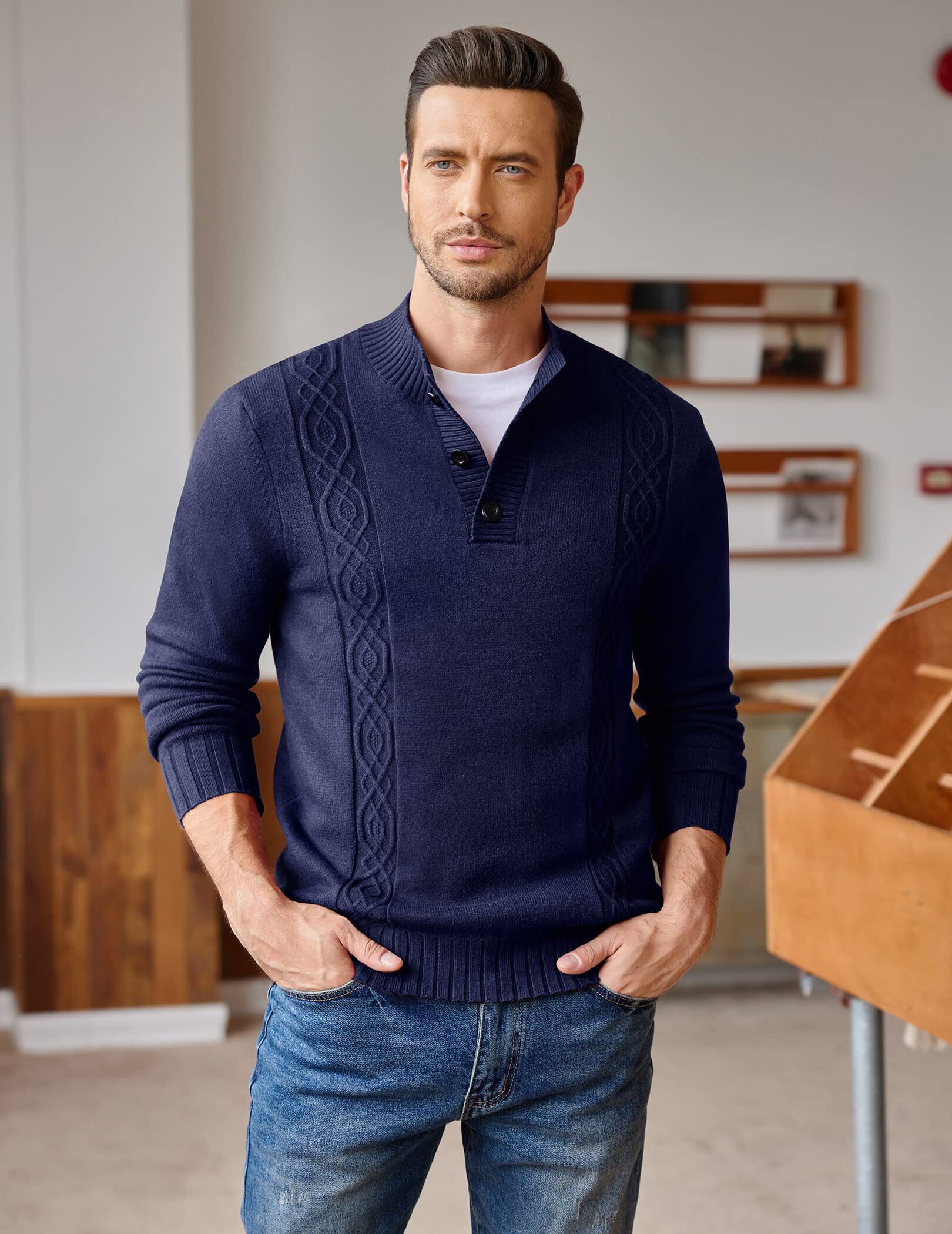 Twisted Stand Kragen Strick Pullover Pullover