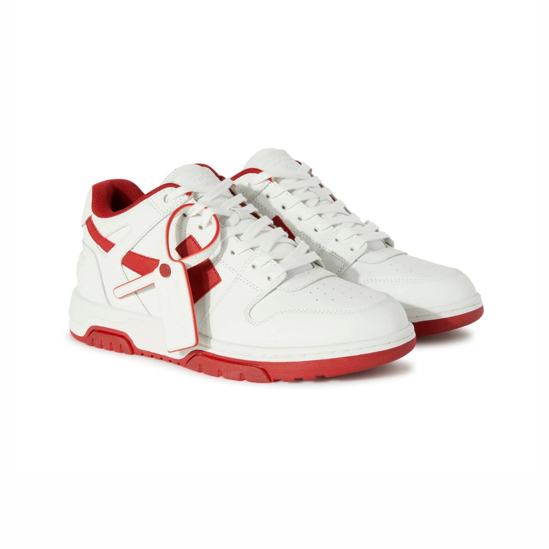 Off-Weiß Out Of Office Sneaker Leder Weiß und Rot Herren