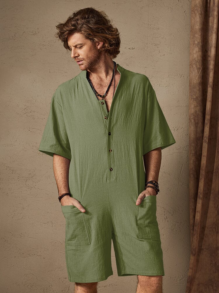 Baumwolle Stil Stand Kragen Jumpsuit