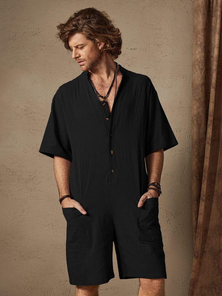Baumwolle Stil Stand Kragen Jumpsuit