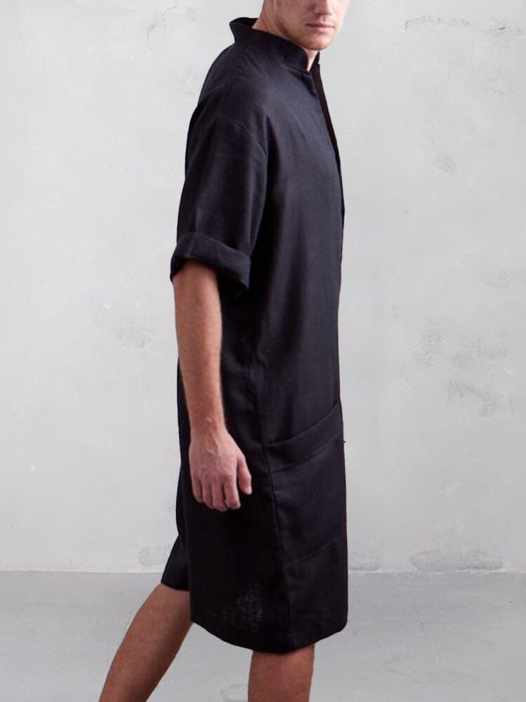 Stand Kragen Baumwolle Leinen Jumpsuit
