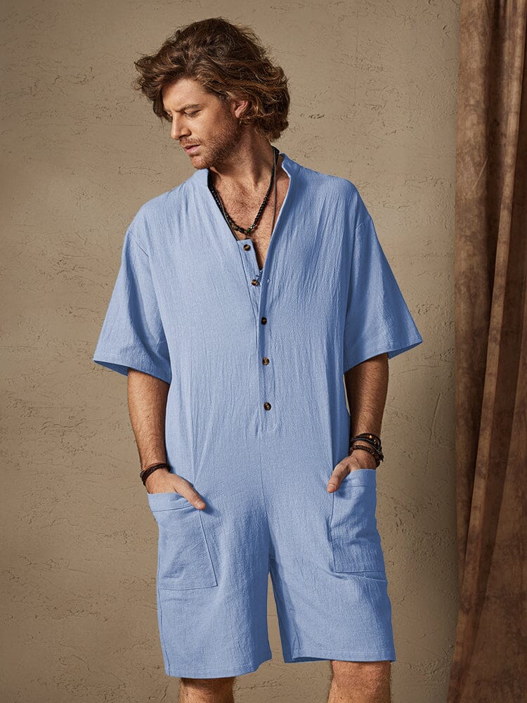Baumwolle Stil Stand Kragen Jumpsuit