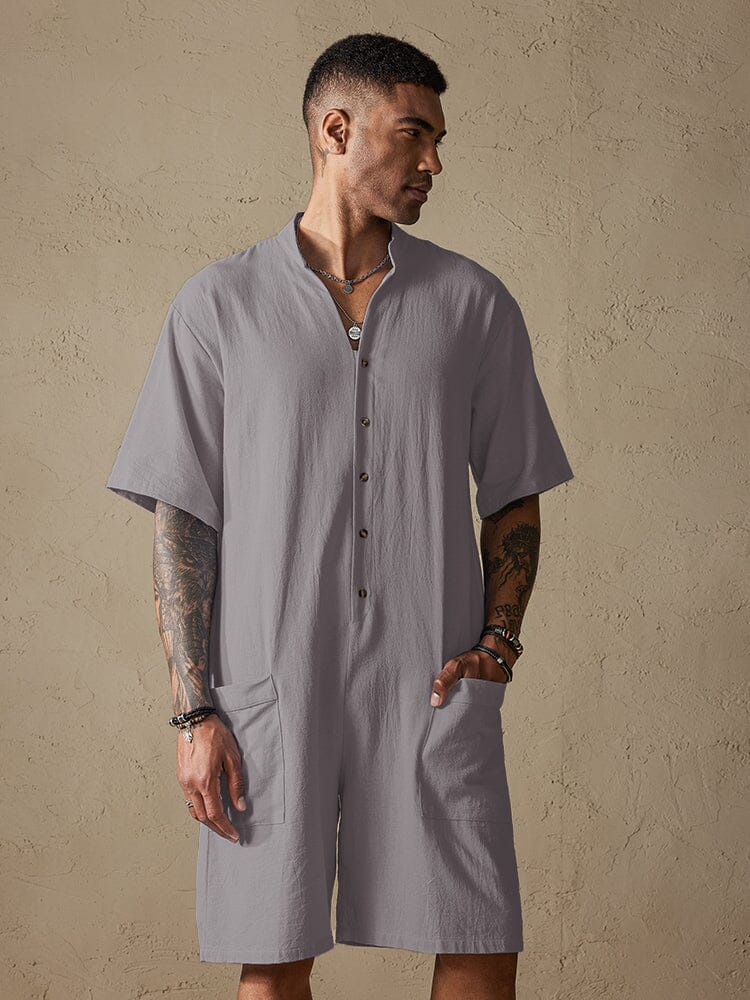 Baumwolle Stand Kragen Jumpsuit