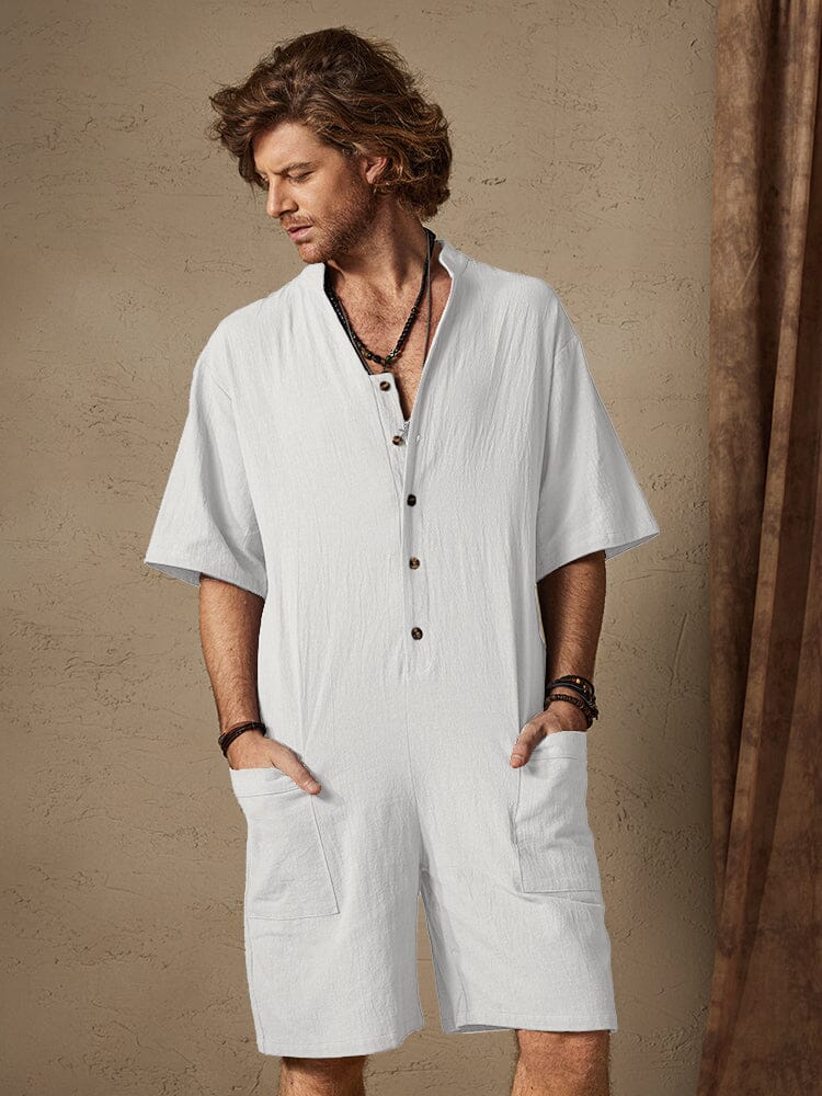 Baumwolle Stil Stand Kragen Jumpsuit