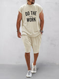 Casual Lockere Fit Word Printed Sports Set