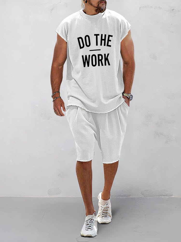 Casual Lockere Fit Word Printed Sports Set