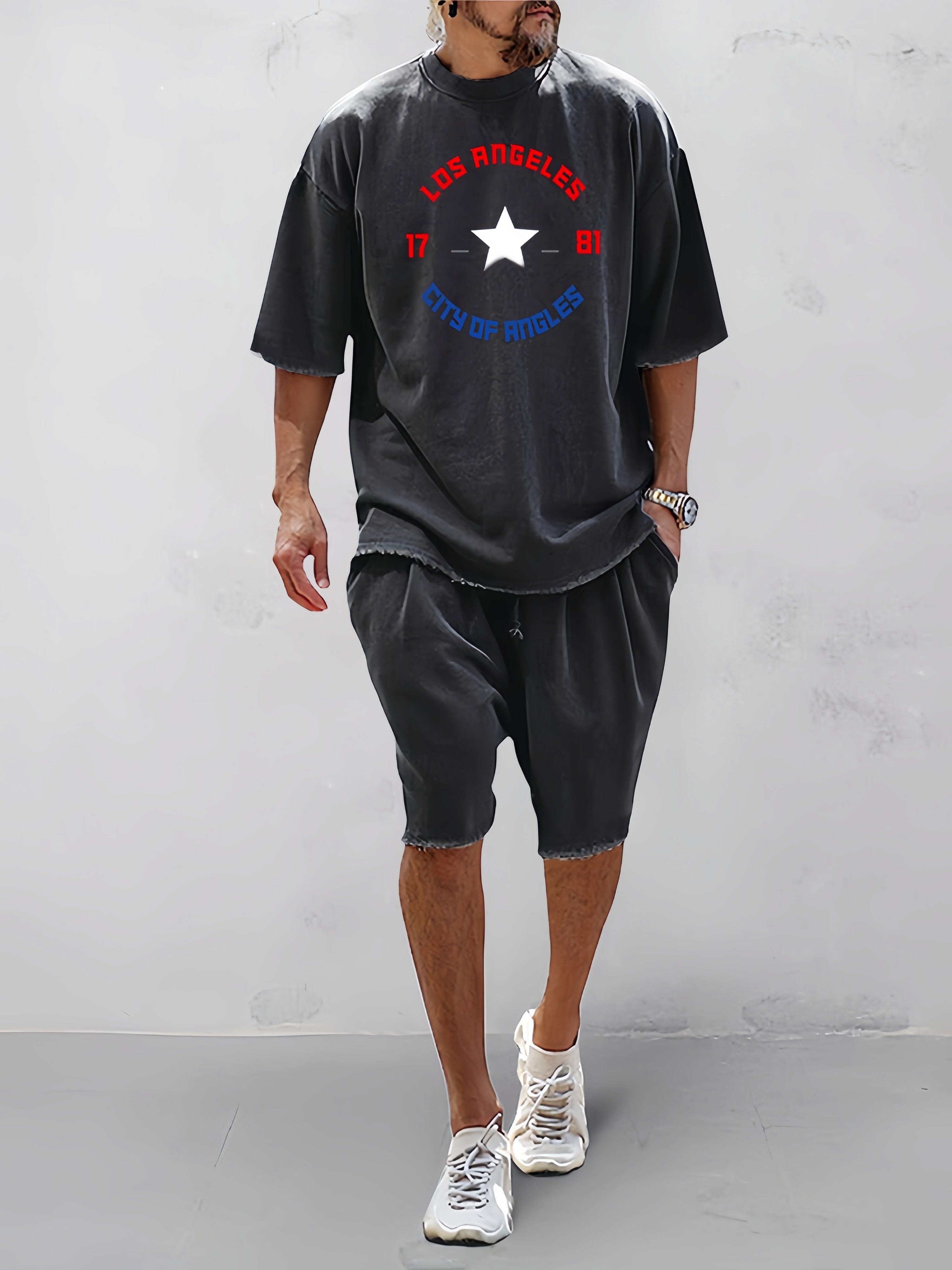 Casual Word Printed Kurz Ärmel Sports Set