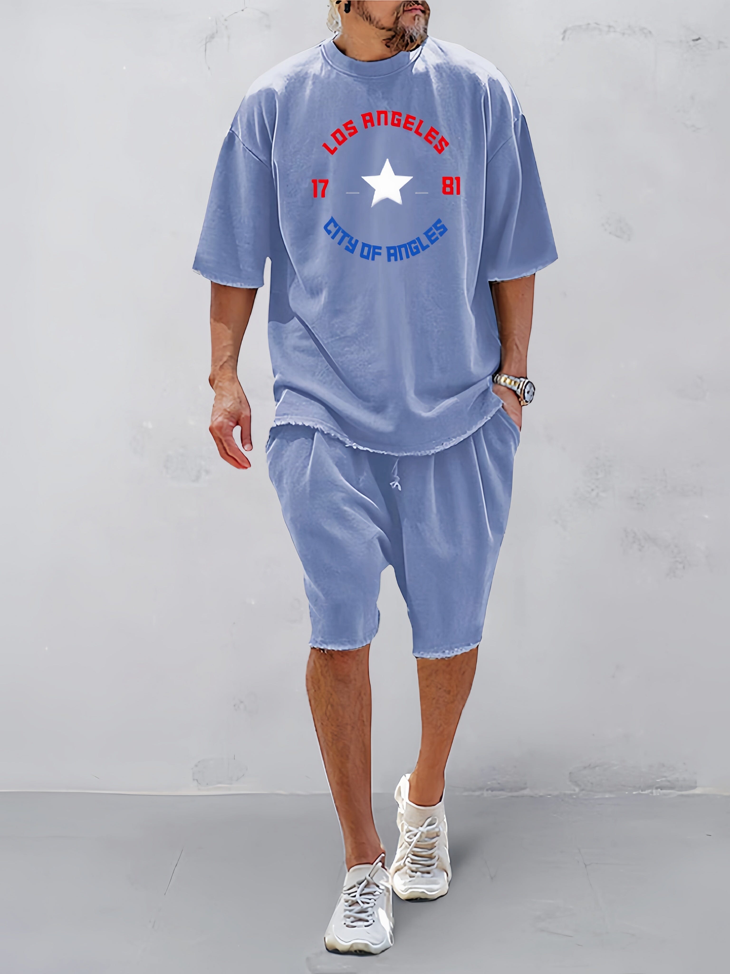 Casual Word Printed Kurz Ärmel Sports Set
