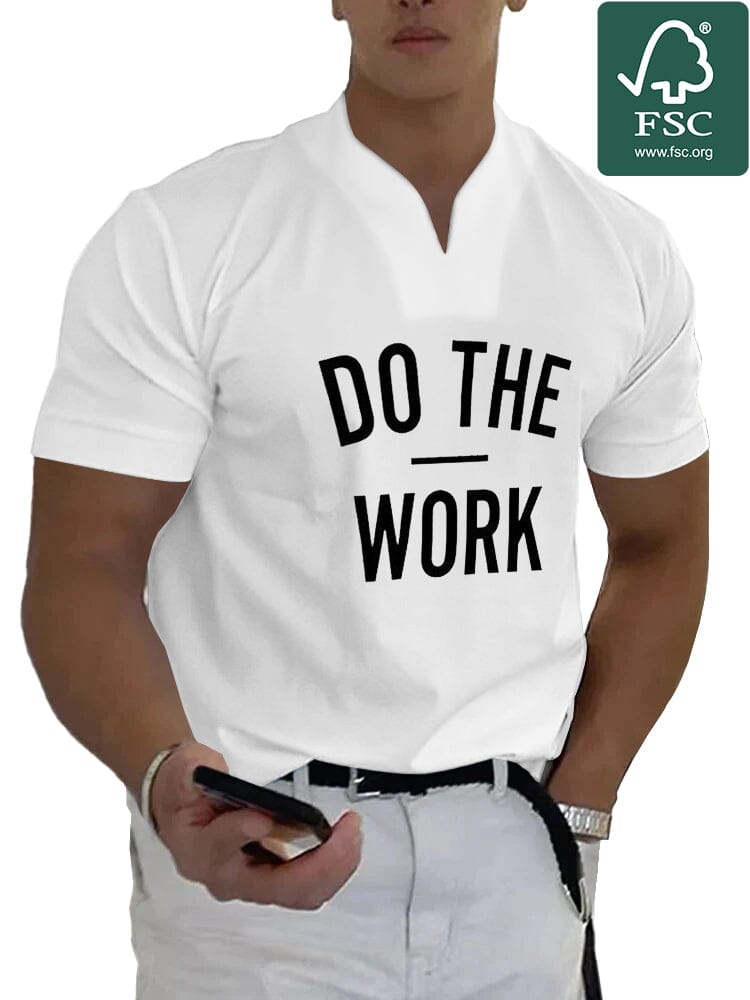 Casual Eco-friendly Word Printed V-nek T-Hemd