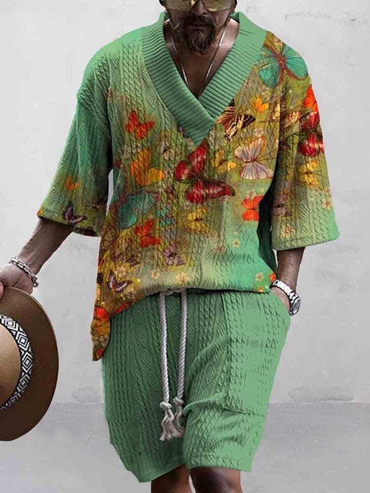Cozy Creative Printed Strick Sweatshirt Set