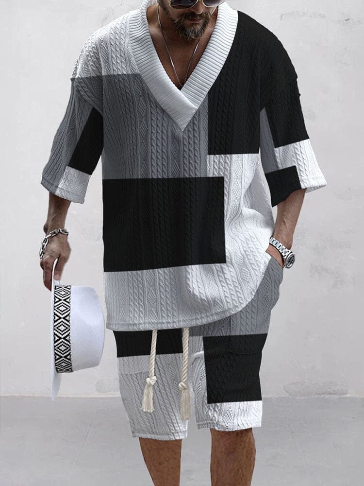Cozy Creative Printed Strick Sweatshirt Set