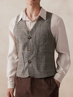 Plaid Splicing Tweed Weste