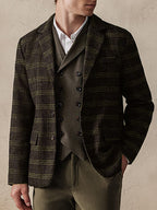 Vintage Plaid Wool Blend Blazer Jacke