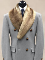 Comfy Double-Breasted Tweed Mantel