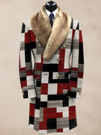 Stylish Color Block Fur Kragen Mantel
