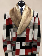 Stylish Color Block Fur Kragen Mantel