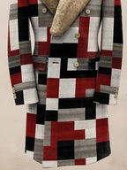 Stylish Color Block Fur Kragen Mantel