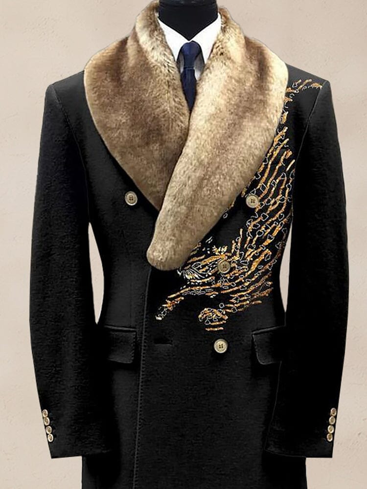 Comfy Embroidered Fur Kragen Mantel