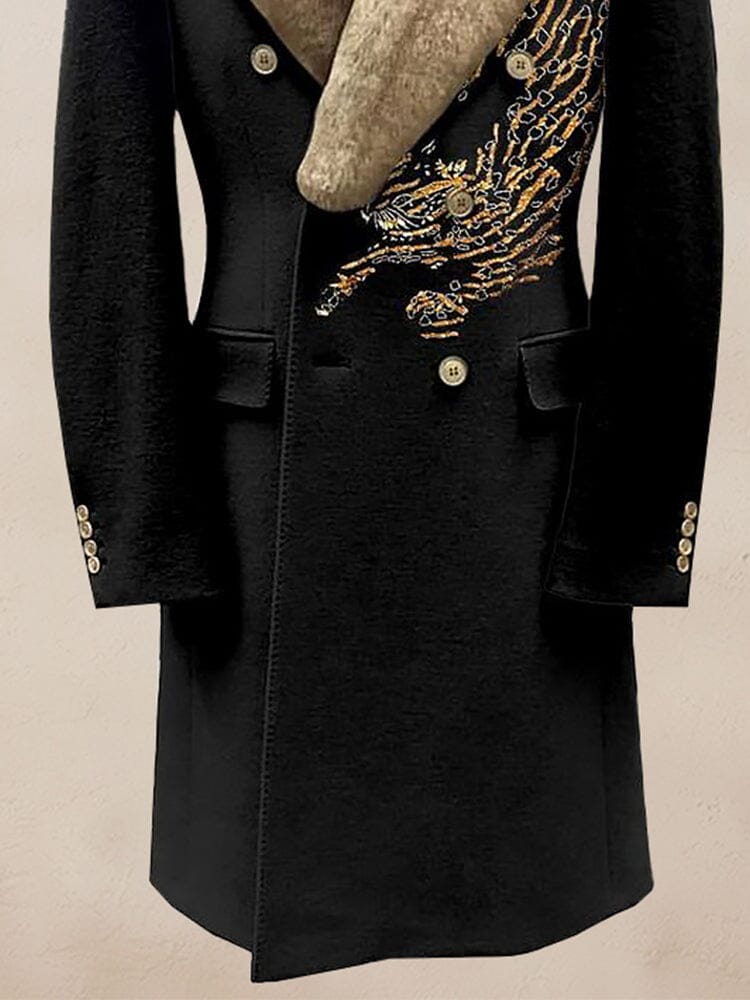 Comfy Embroidered Fur Kragen Mantel
