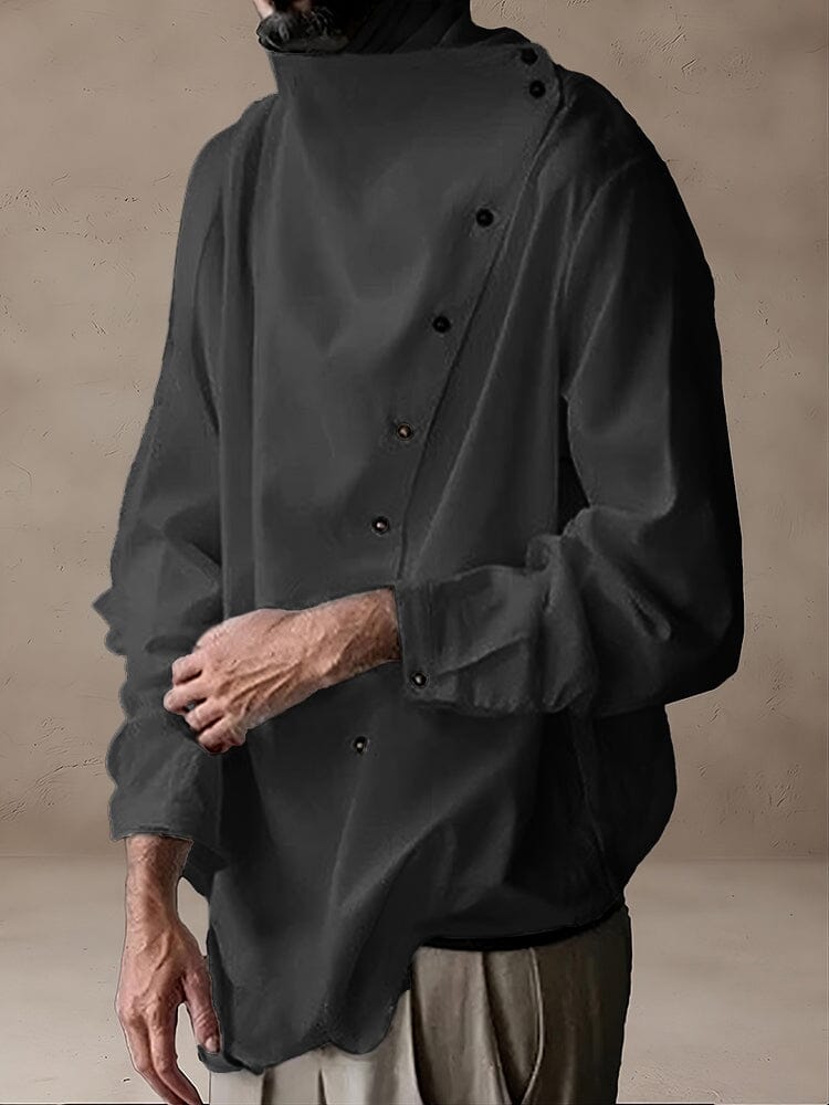 Stylish Slanted Knopf Placket Tops