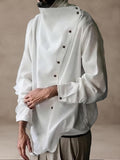 Stylish Slanted Knopf Placket Tops