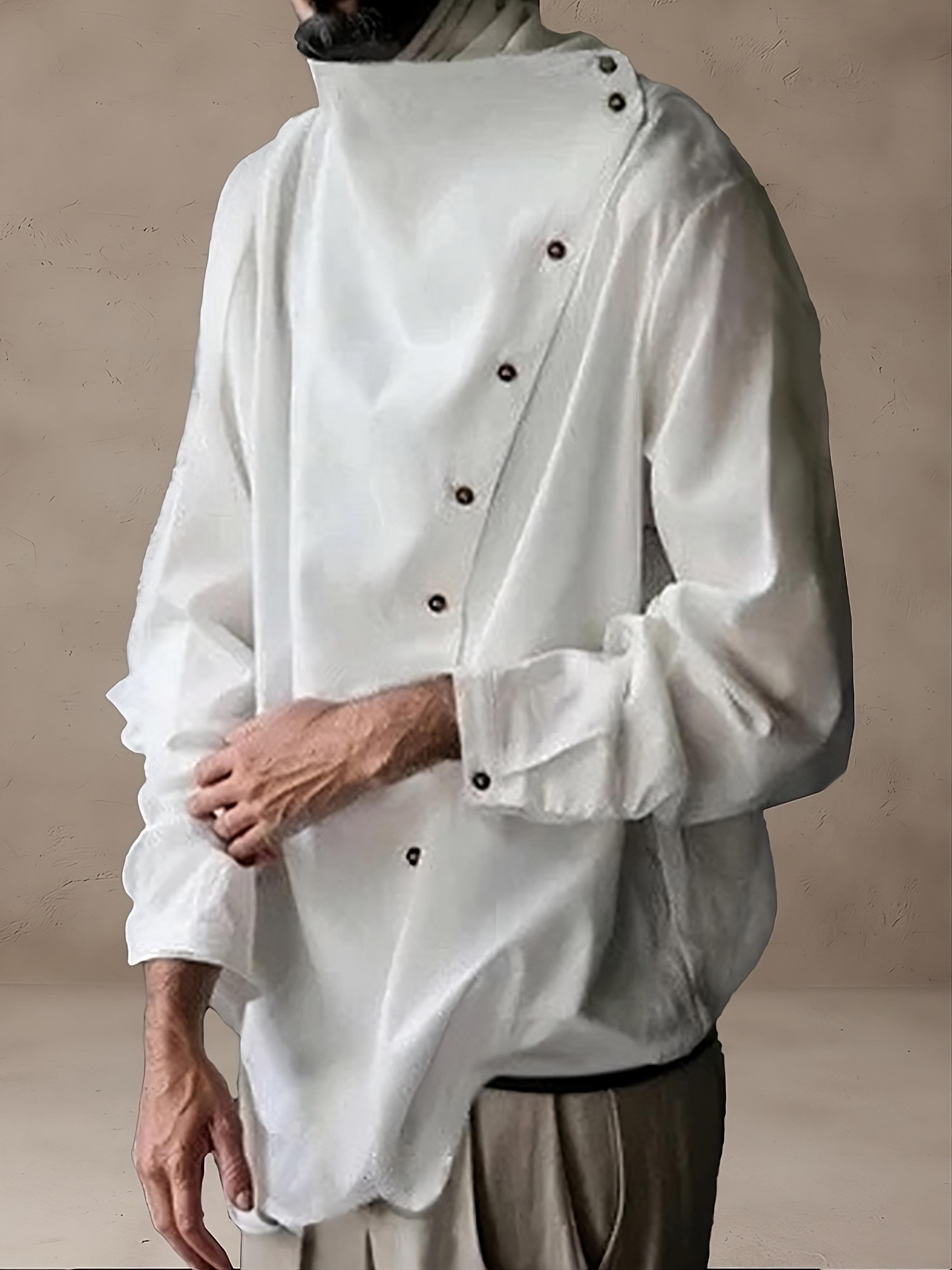 Stylish Slanted Knopf Placket Tops