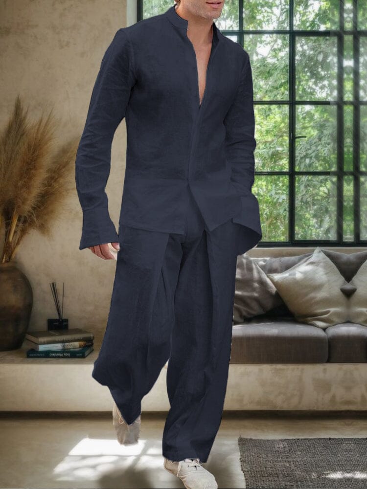 Casual Baumwolle Leinen Hemd Set