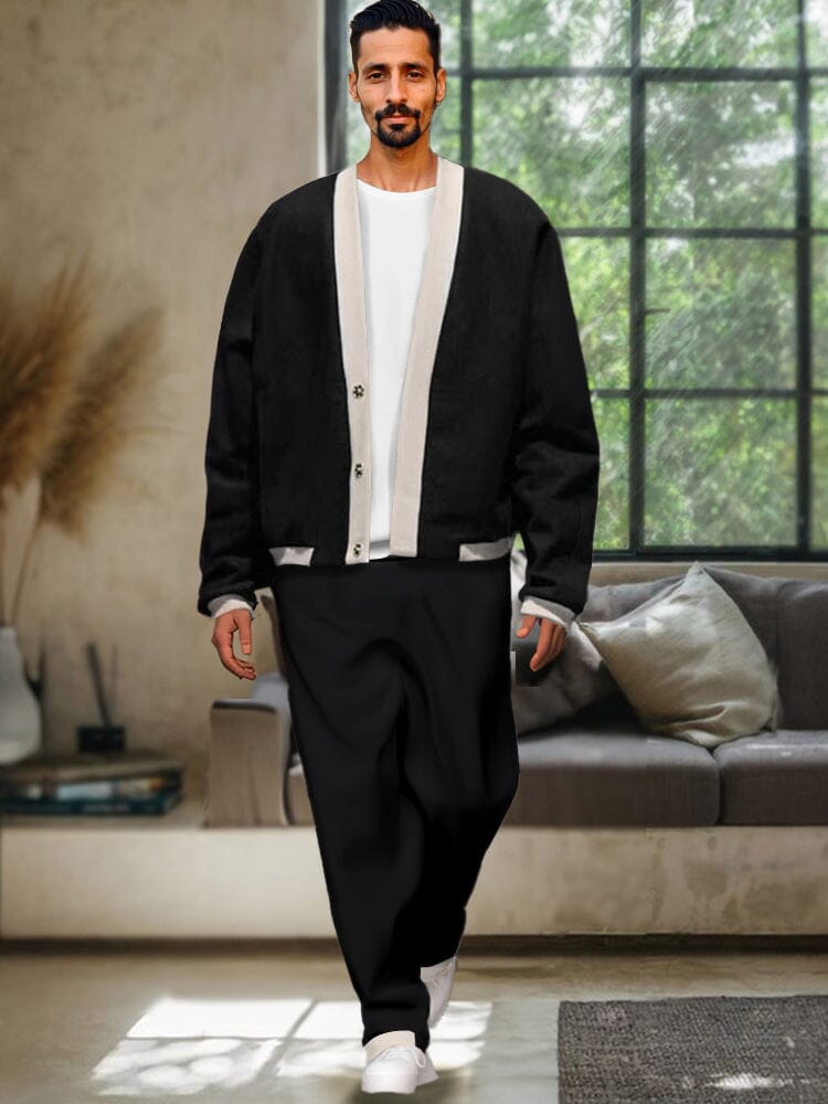 Casual Color Block Jacke Set