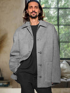 Klassisch Casual Kurz Tweed Mantel