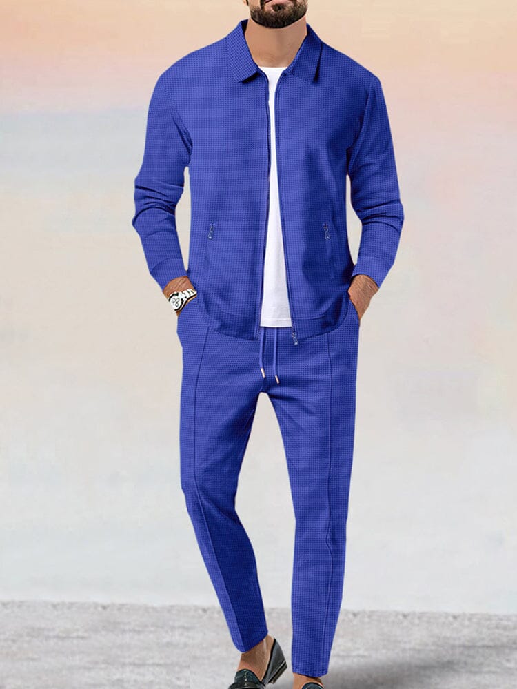 Casual Soft Waffle Jacke Set