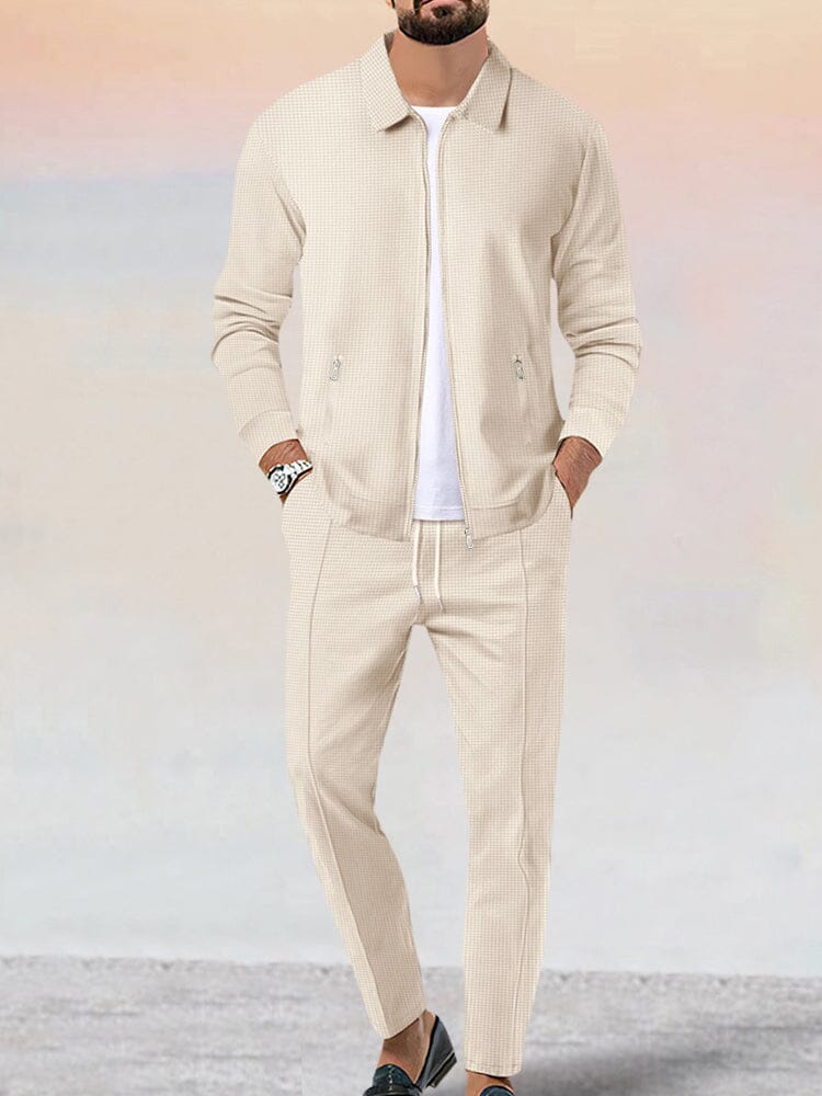 Casual Soft Waffle Jacke Set