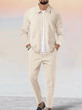 Casual Soft Waffle Jacke Set