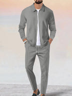 Casual Soft Waffle Jacke Set
