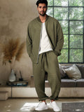 Casual Textured Jacke Set