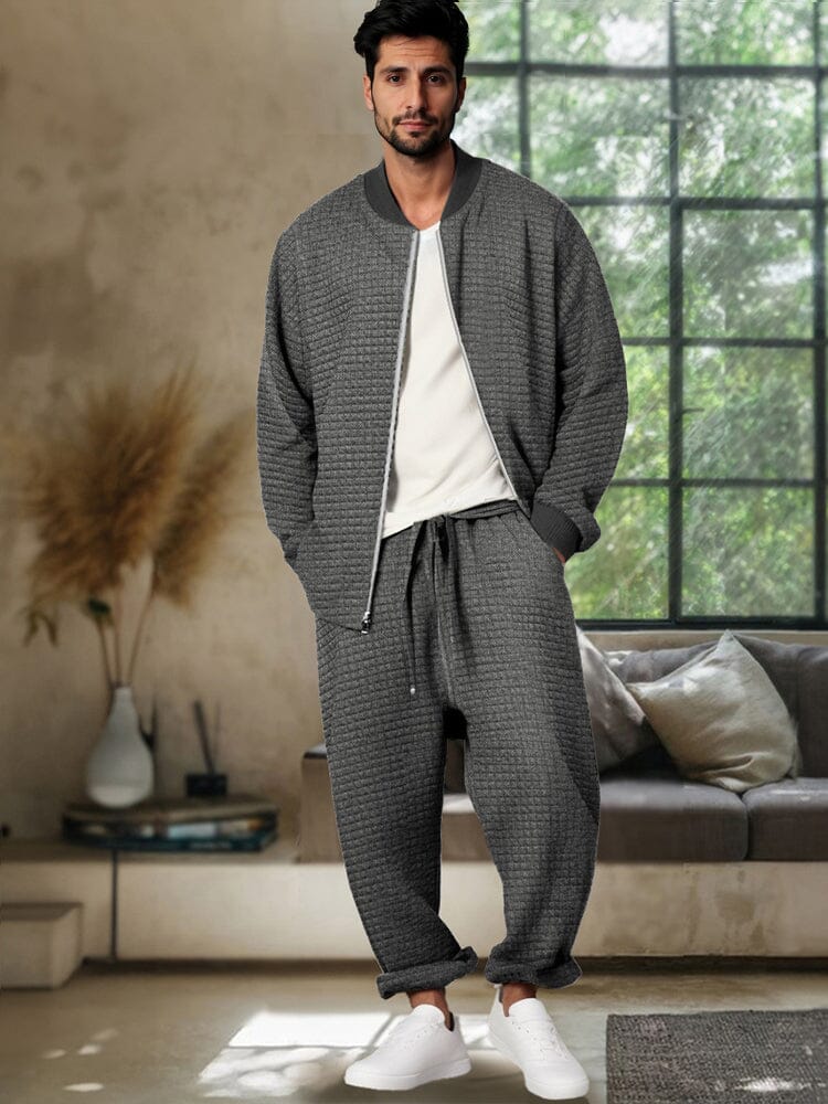 Casual Textured Jacke Set