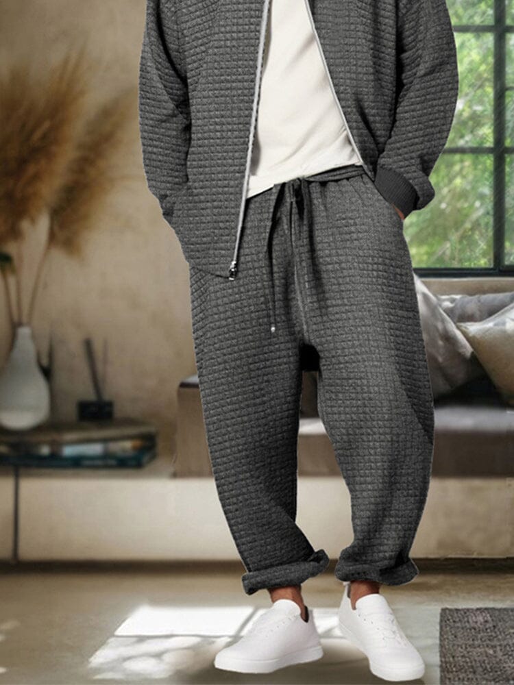 Casual Textured Jacke Set