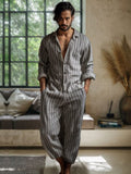 Casual Stripe Leinen Blend Jumpsuit